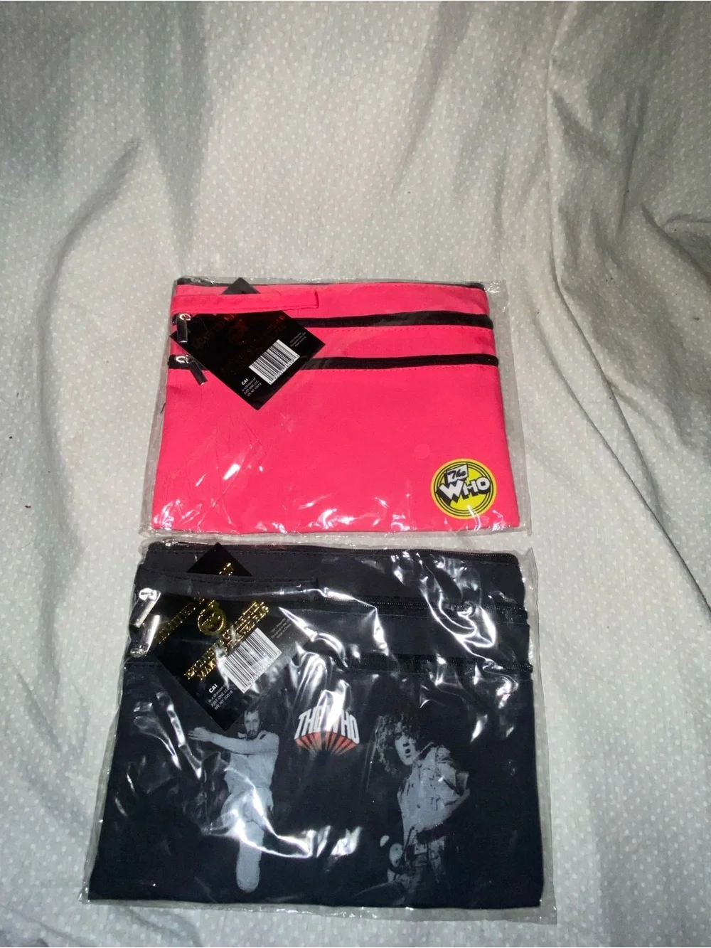The Who Neon Pink & Black Zipper Pouches